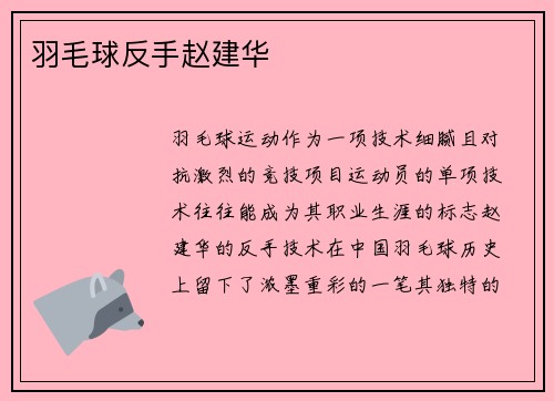 羽毛球反手赵建华